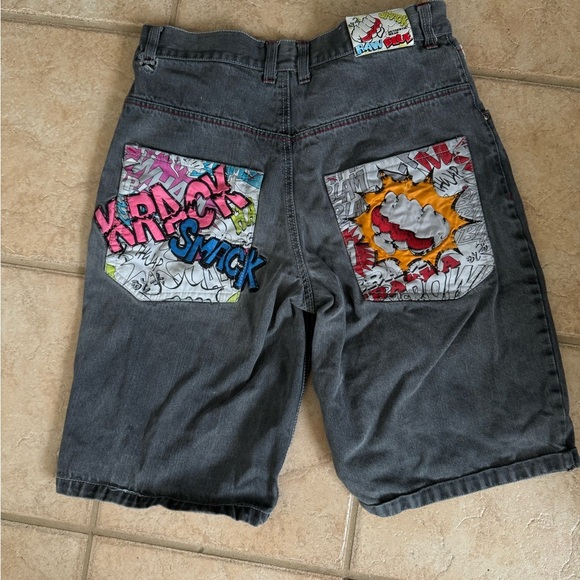 VINTAGE Y2K Raw Blue Smack Denim Jeans Mens 34 Shorts Streetwear Baggy Grunge - Picture 1 of 6